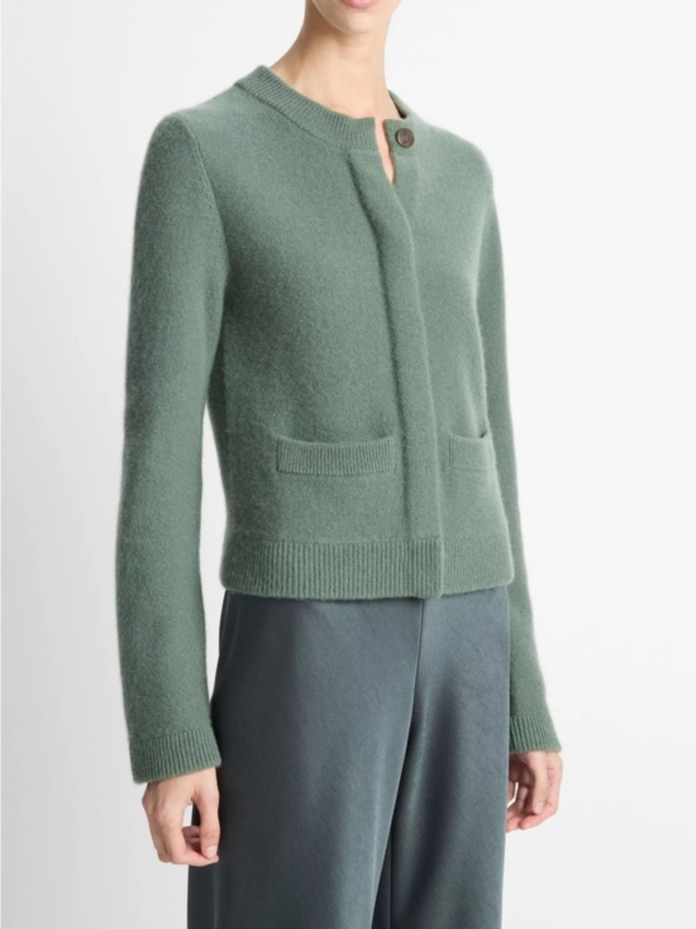 Vince Plush Cashmere Shrunken Cardigan in Deep Patina Size S